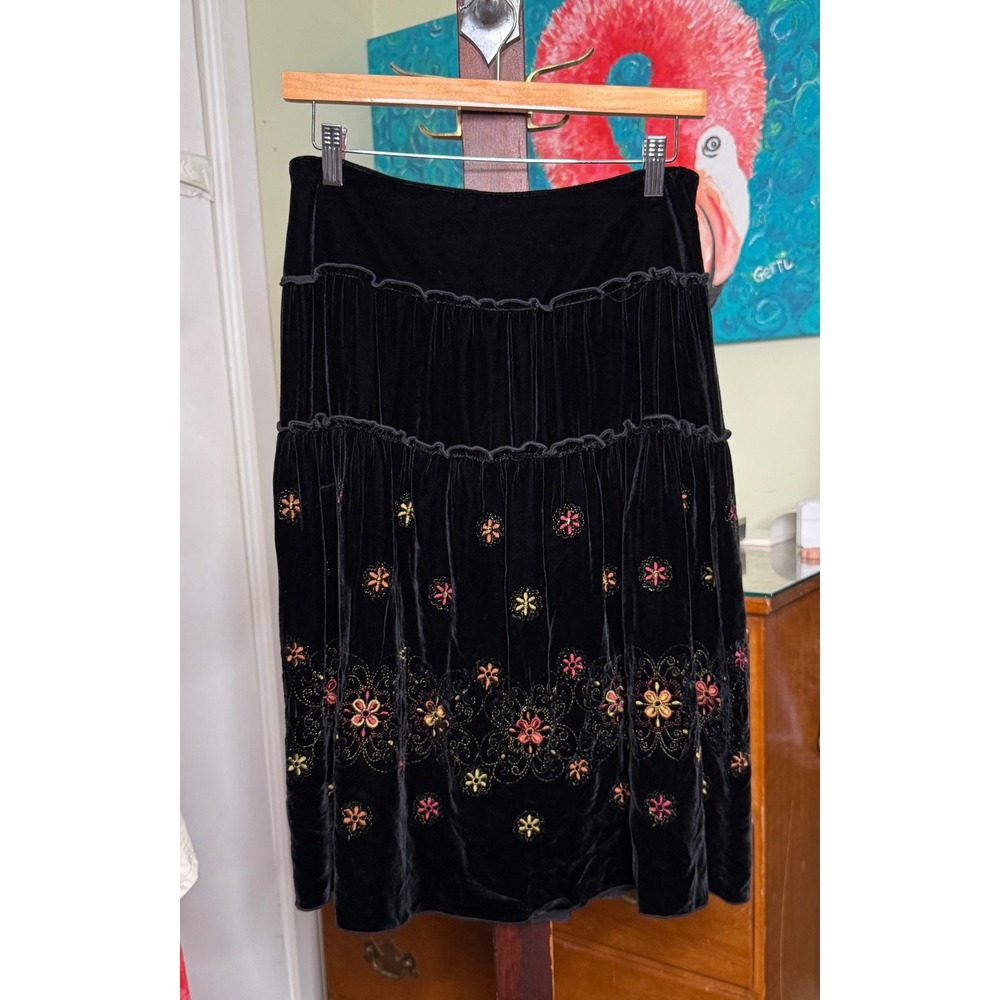 Cynthia Steffe Velvet Embroidered Skirt